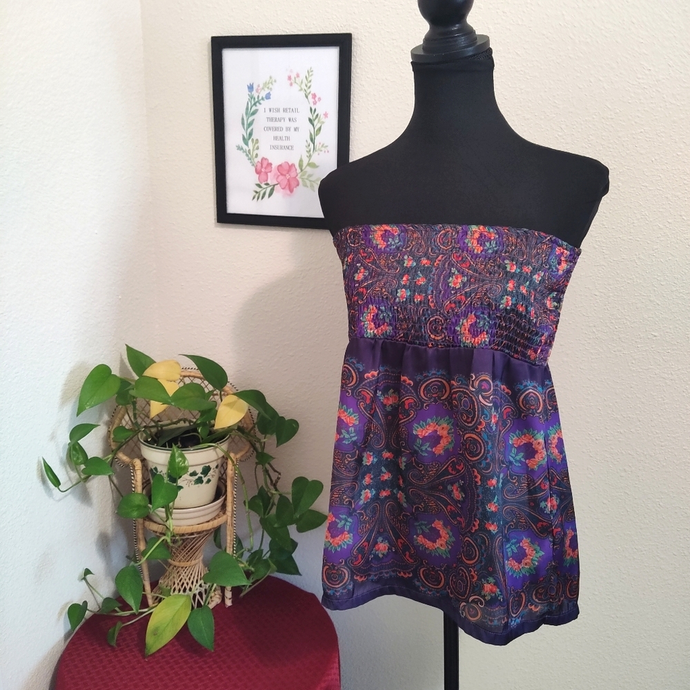Forever 21 Womens Tube Top Size Small Paisley Floral NWT Summer Party Tunic